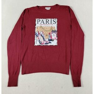 Davida Sweater Womens Large Red Paris Limited Edition Graphic Knit Pullover